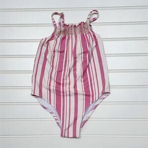 Zara Smocked Stripe One Piece Swimsuit
